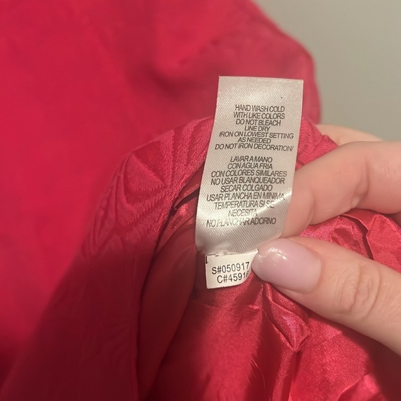 Sandra Darren size 16 Pink dress w pockets & beaded neckline geometric pattern - Picture 9 of 9